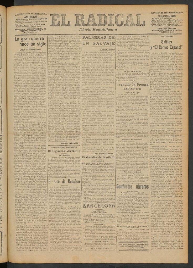 Miniatura de El Radical: diario republicano del 23 de septiembre de 1915