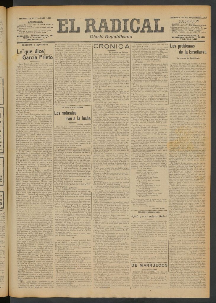 Miniatura de El Radical: diario republicano del 26 de septiembre de 1915