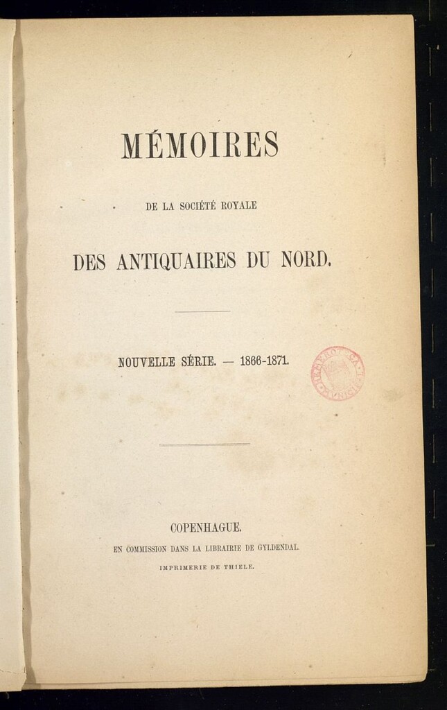 Miniatura de Mémoires de la Societé Royale des Antiquaires du Nord Nouvelle
