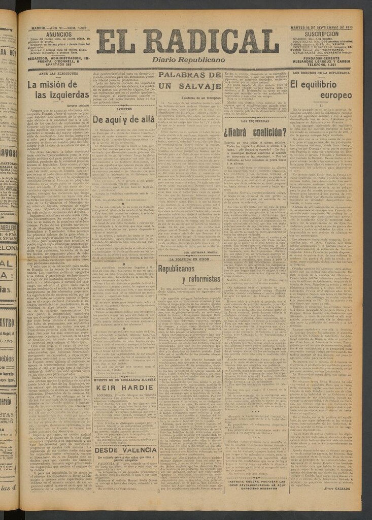 Miniatura de El Radical: diario republicano del 28 de septiembre de 1915