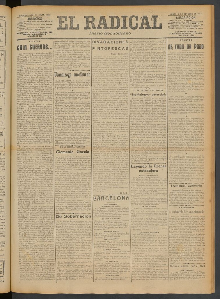 Miniatura de El Radical: diario republicano del 4 de octubre de 1915