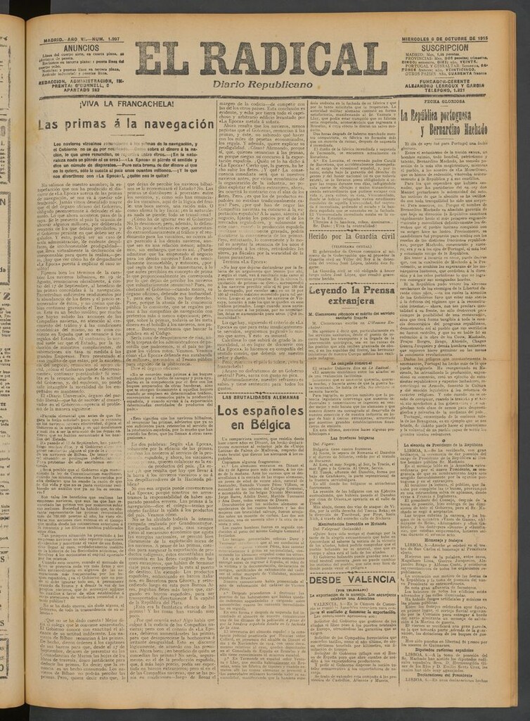 Miniatura de El Radical: diario republicano del 6 de octubre de 1915