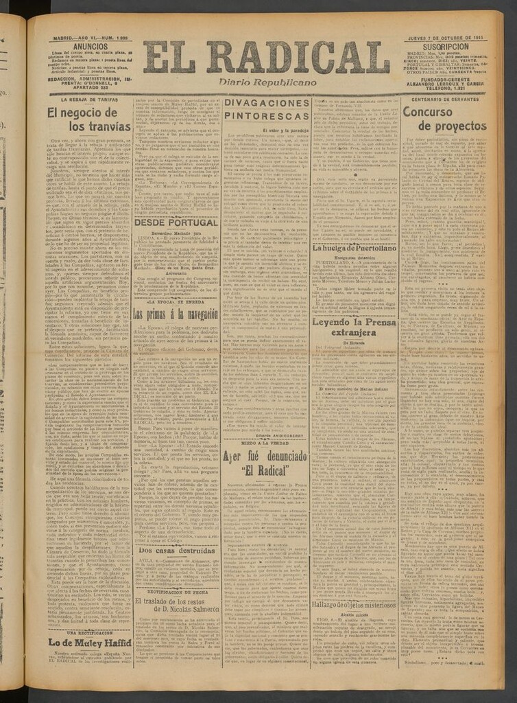 Miniatura de El Radical: diario republicano del 7 de octubre de 1915