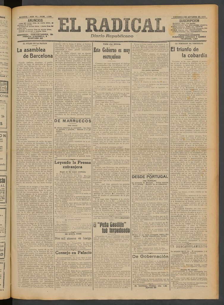 Miniatura de El Radical: diario republicano del 8 de octubre de 1915
