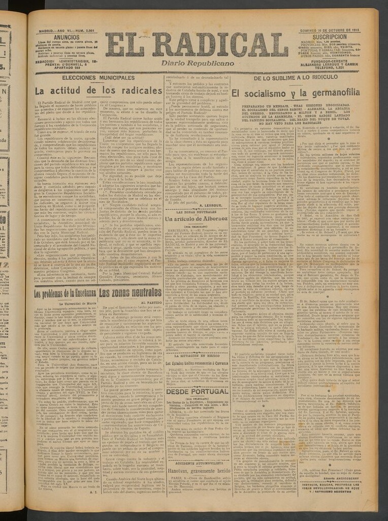 Miniatura de El Radical: diario republicano del 10 de octubre de 1915