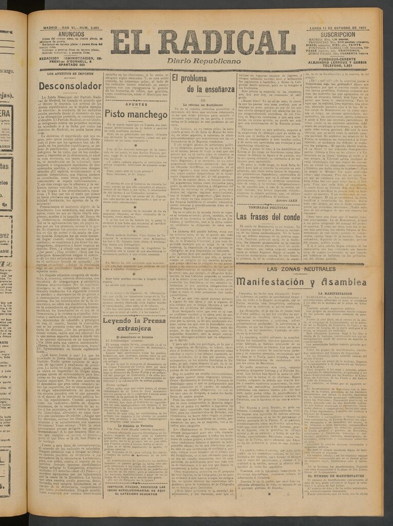 Miniatura de El Radical: diario republicano del 11 de octubre de 1915