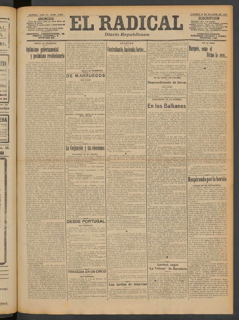 Miniatura de El Radical: diario republicano del 15 de octubre de 1915