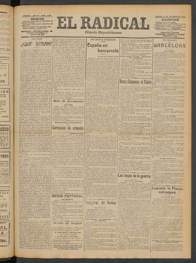 Miniatura de El Radical: diario republicano del 16 de octubre de 1915