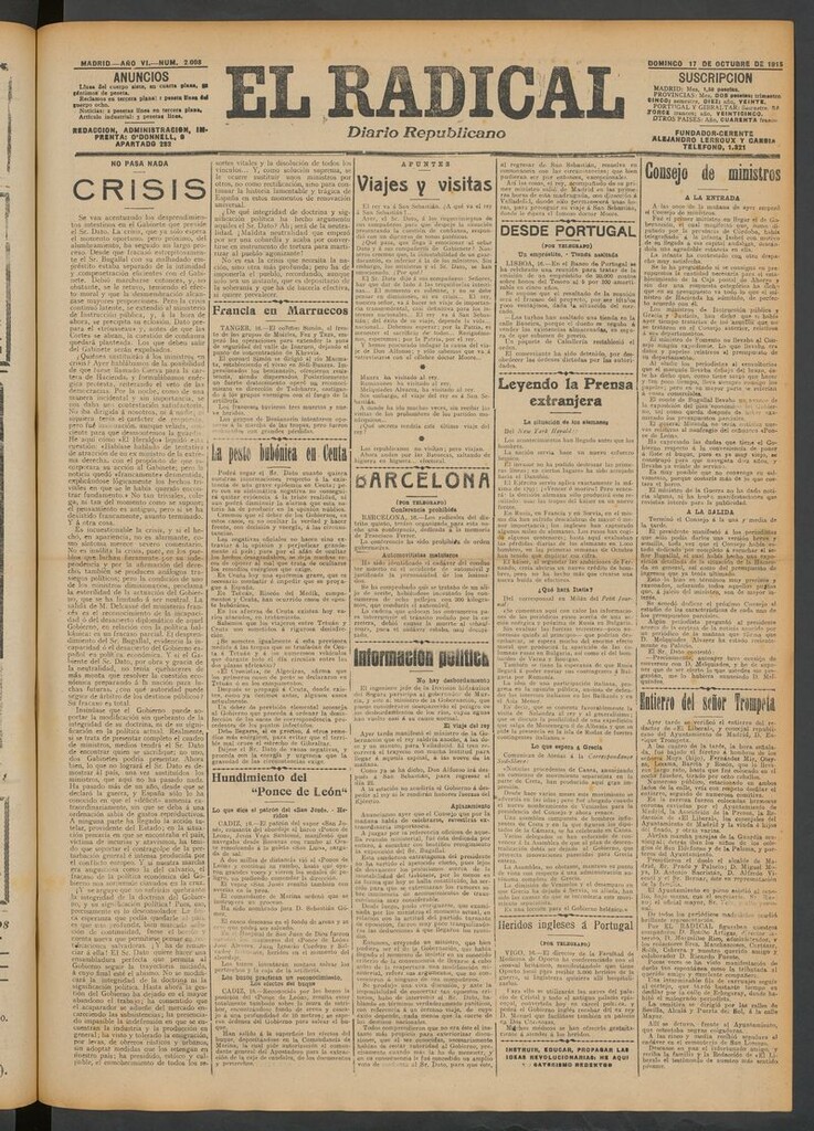 Miniatura de El Radical: diario republicano del 17 de octubre de 1915