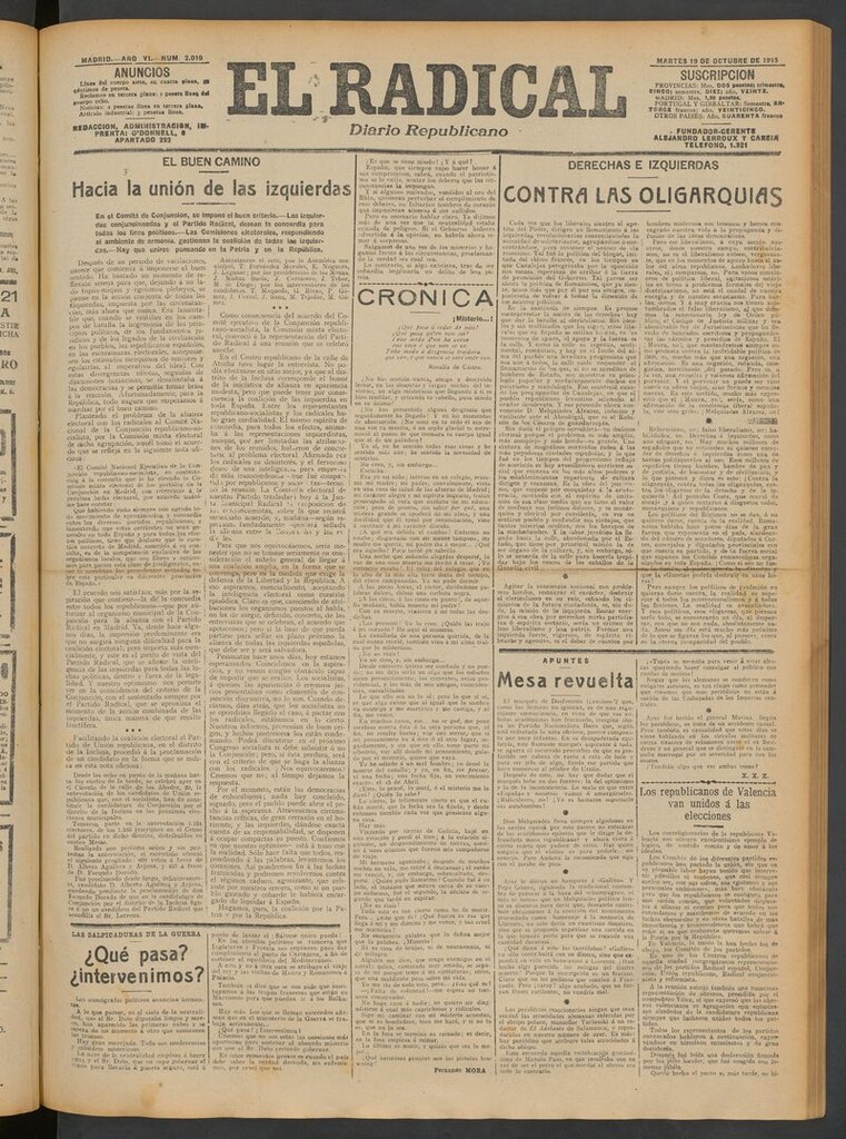 Miniatura de El Radical: diario republicano del 19 de octubre de 1915