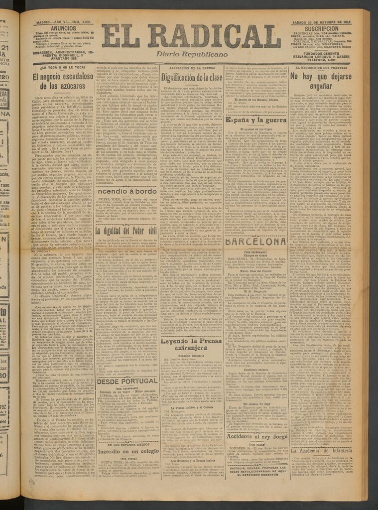 Miniatura de El Radical: diario republicano del 30 de octubre de 1915