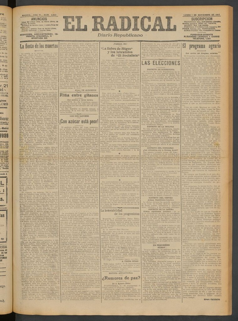 Miniatura de El Radical: diario republicano del 1 de noviembre de 1915