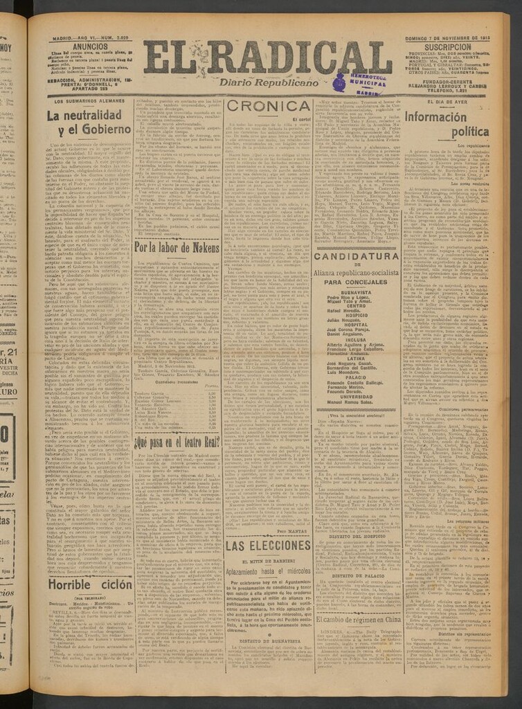 Miniatura de El Radical: diario republicano del 7 de noviembre de 1915