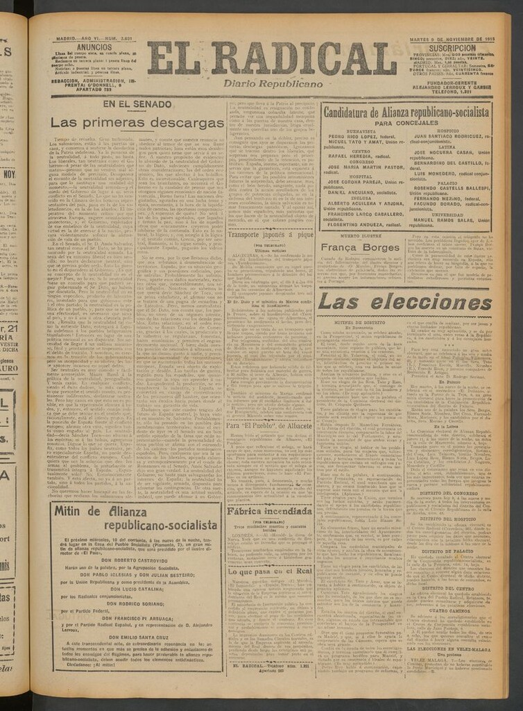 Miniatura de El Radical: diario republicano del 9 de noviembre de 1915