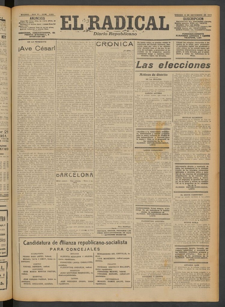 Miniatura de El Radical: diario republicano del 13 de noviembre de 1915