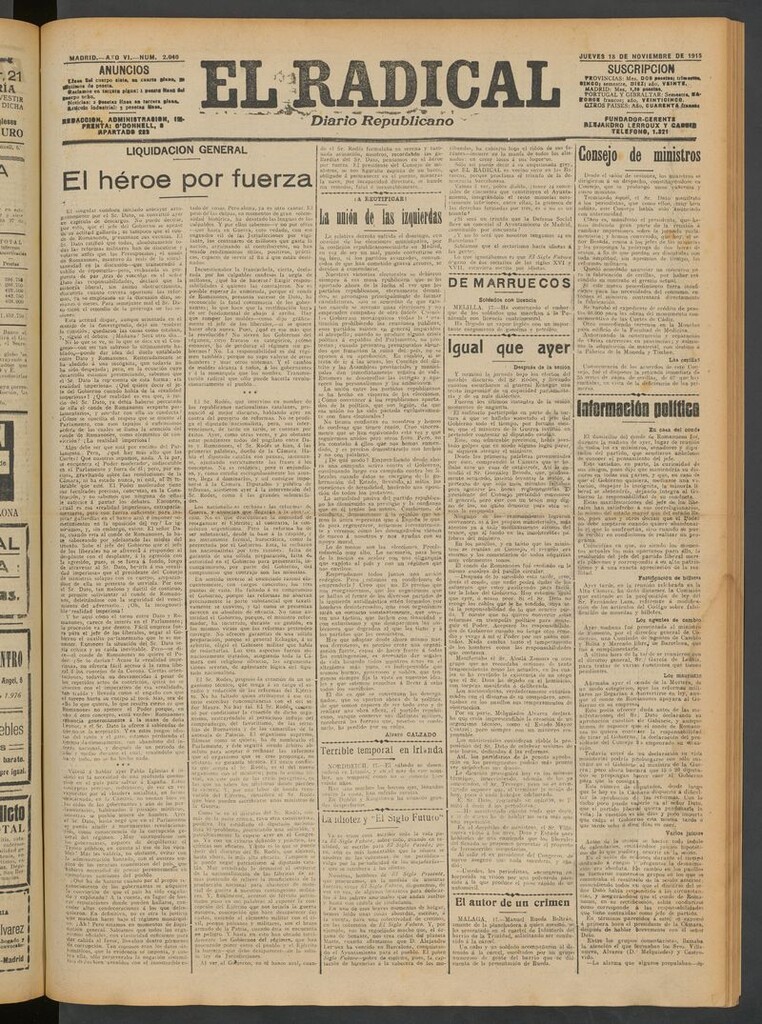 Miniatura de El Radical: diario republicano del 18 de noviembre de 1915