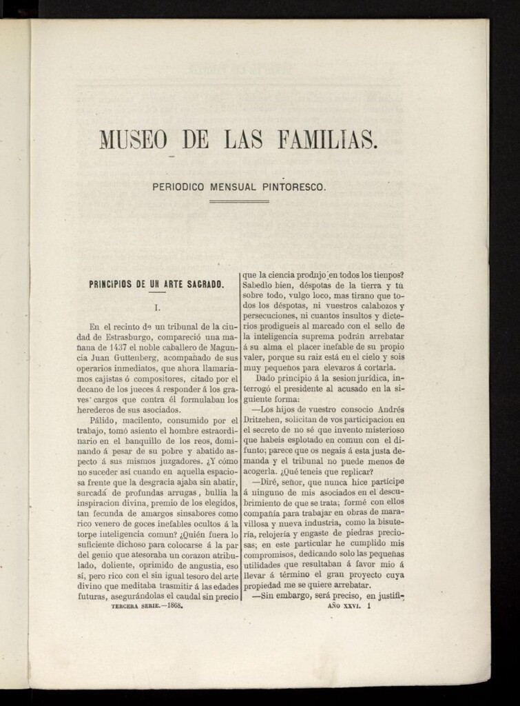 Miniatura de Museo de las familias: periódico mensual tercera serie de 1868, nº 1