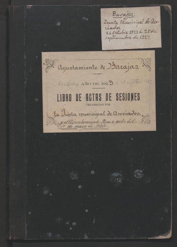 Miniatura de Actas y acuerdos del ayuntamiento de Barajas de 1923-1927. Libro 727bis.