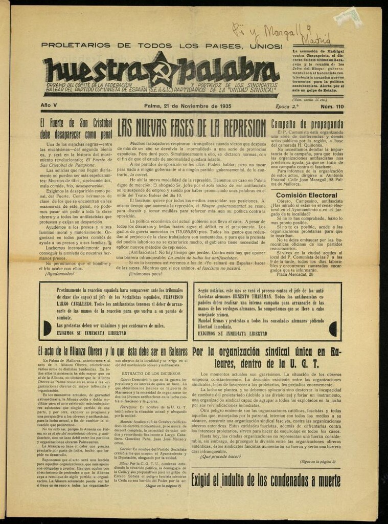 Miniatura de Nuestra Palabra del 21 de noviembre de 1935