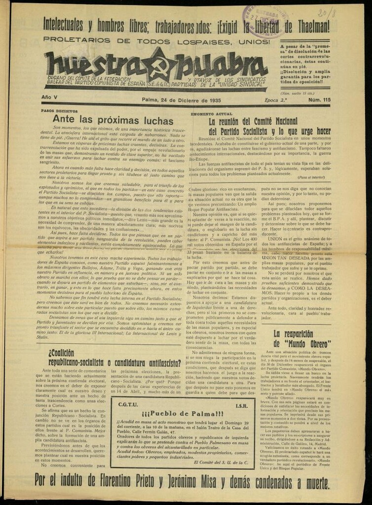 Miniatura de Nuestra Palabra del 24 de diciembre de 1935