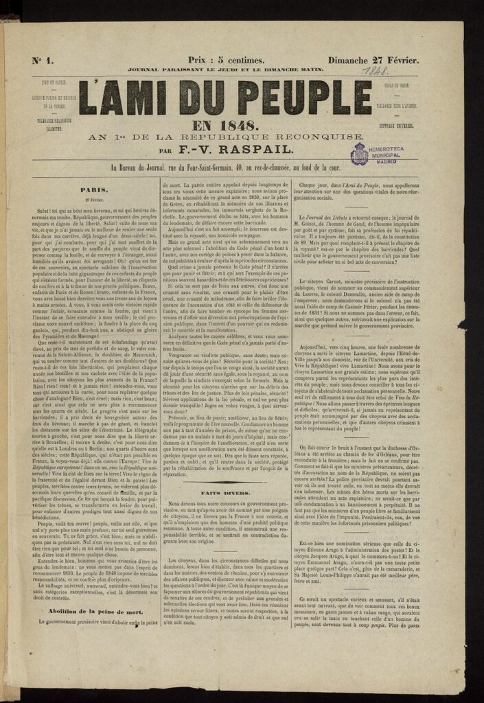 Miniatura de L´Ami du Peuple en 1848