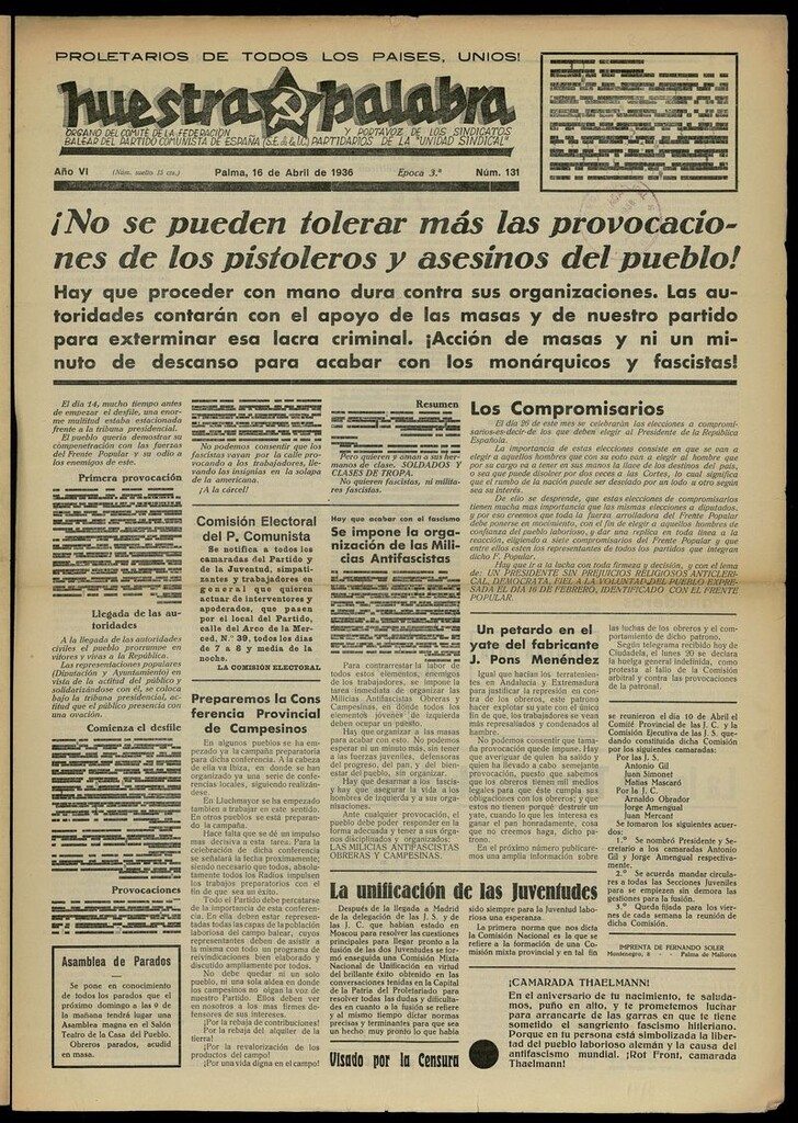 Miniatura de Nuestra Palabra del 16 de abril de 1936