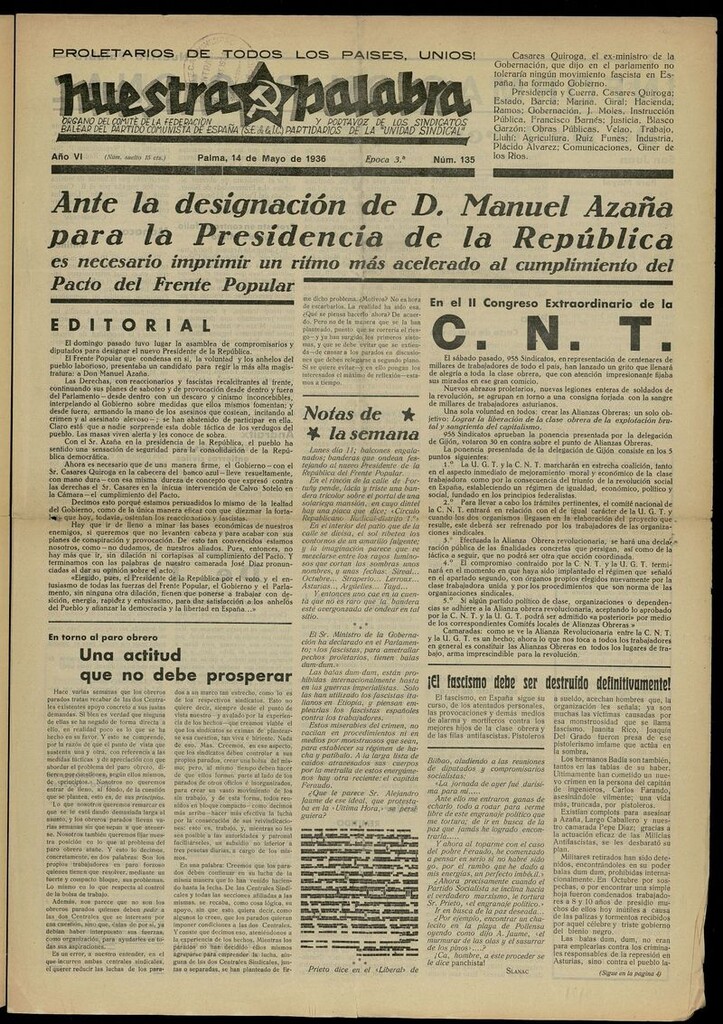 Miniatura de Nuestra Palabra del 14 de mayo de 1936