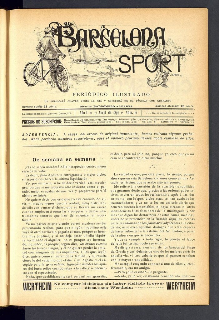 Miniatura de Barcelona Sport. 17 de Abril de 1897