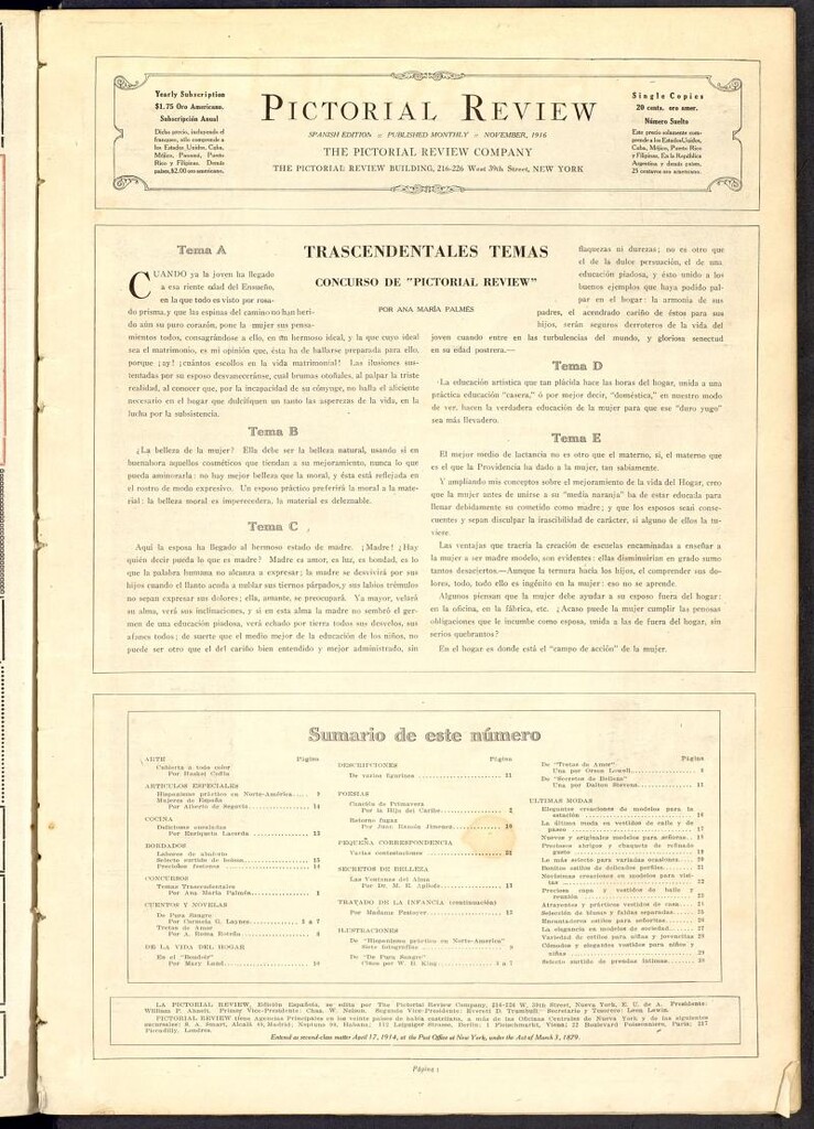 Miniatura de Pictorial Review: publicación mensual ilustrada para el hogar. Noviembre de 1916