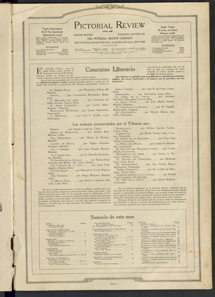 Miniatura de Pictorial Review: publicación mensual ilustrada para el hogar. Abril 1917
