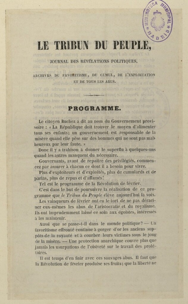 Miniatura de Le Tribun du Peuple : journal des révélations politiques