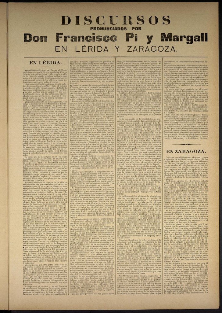 Miniatura de Suplemento de La Región Vasca: Discursos pronunciados por Don Francisco Pi y Margall en Lérida y Zaragoza