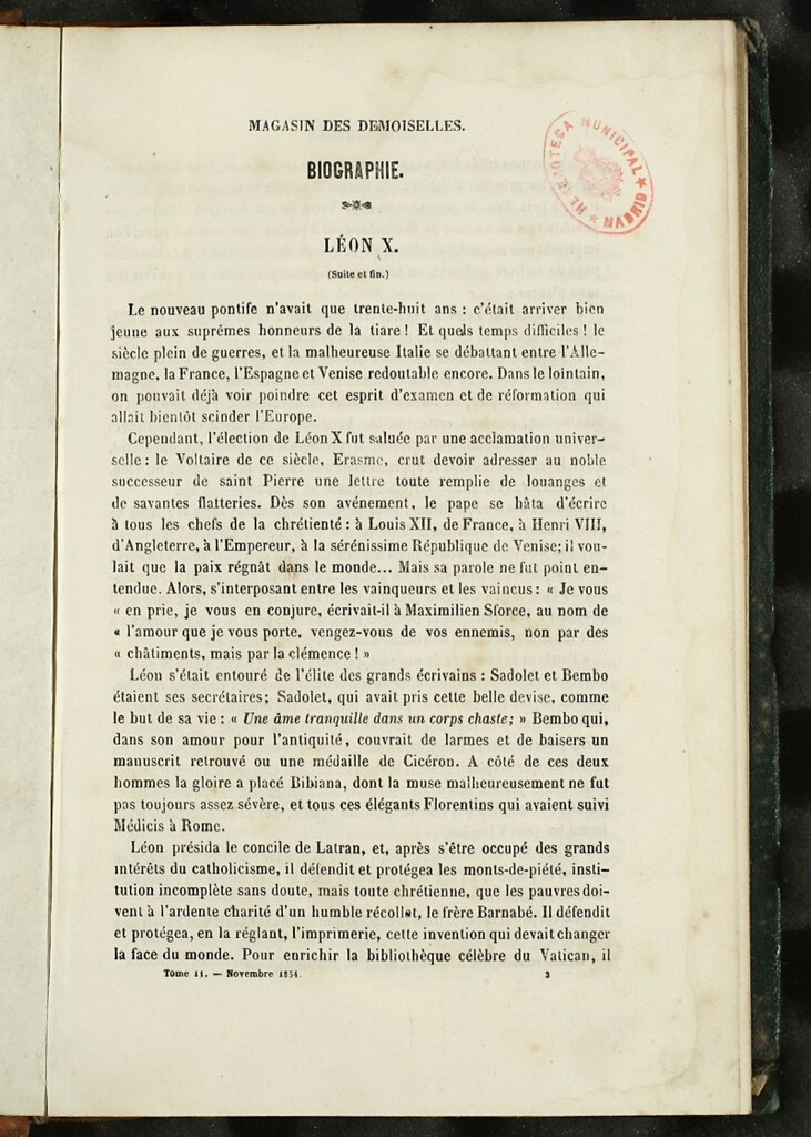 Miniatura de Magasin des Demoiselles del 25 de Noviembre de 1854
