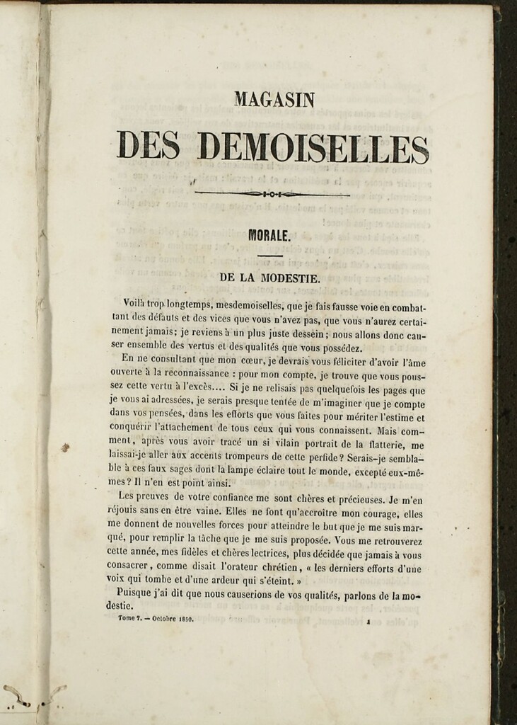 Miniatura de Magasin des Demoiselles del 25 de Octubre 1850
