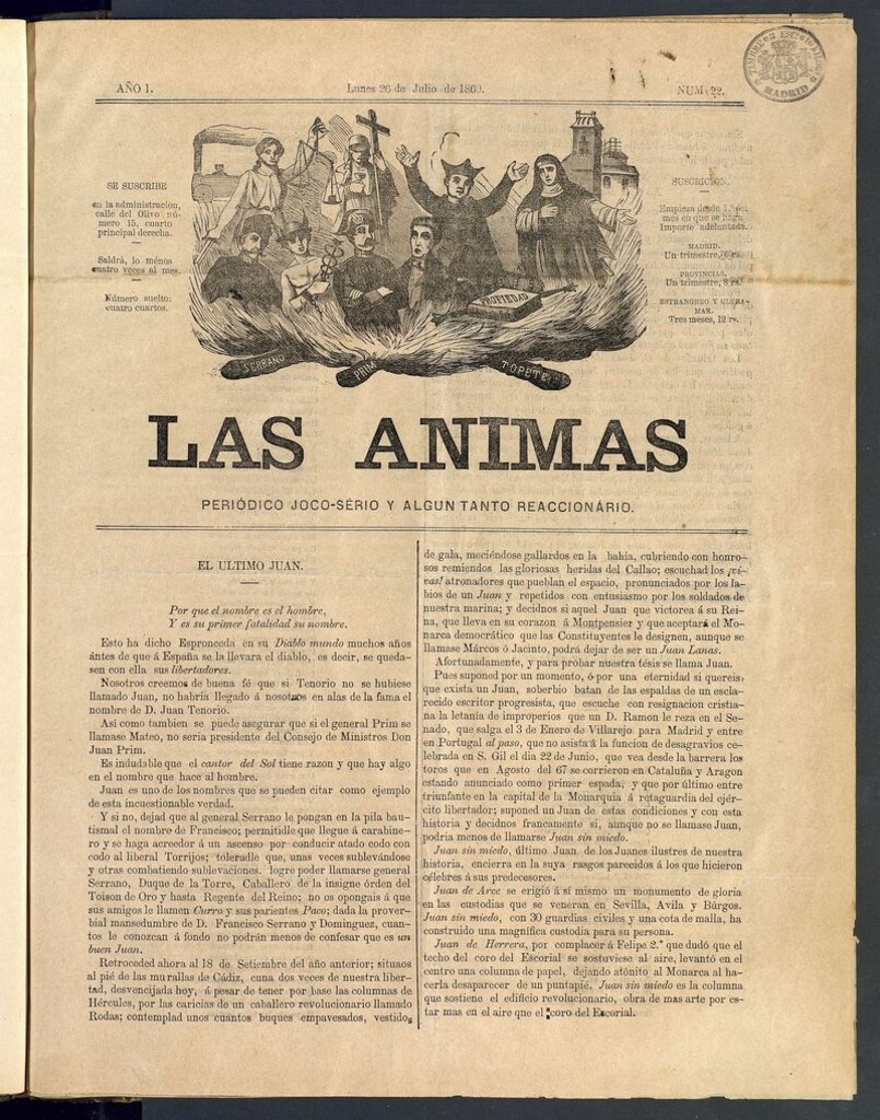Miniatura de Las Ánimas. Lunes 26 de julio de 1869