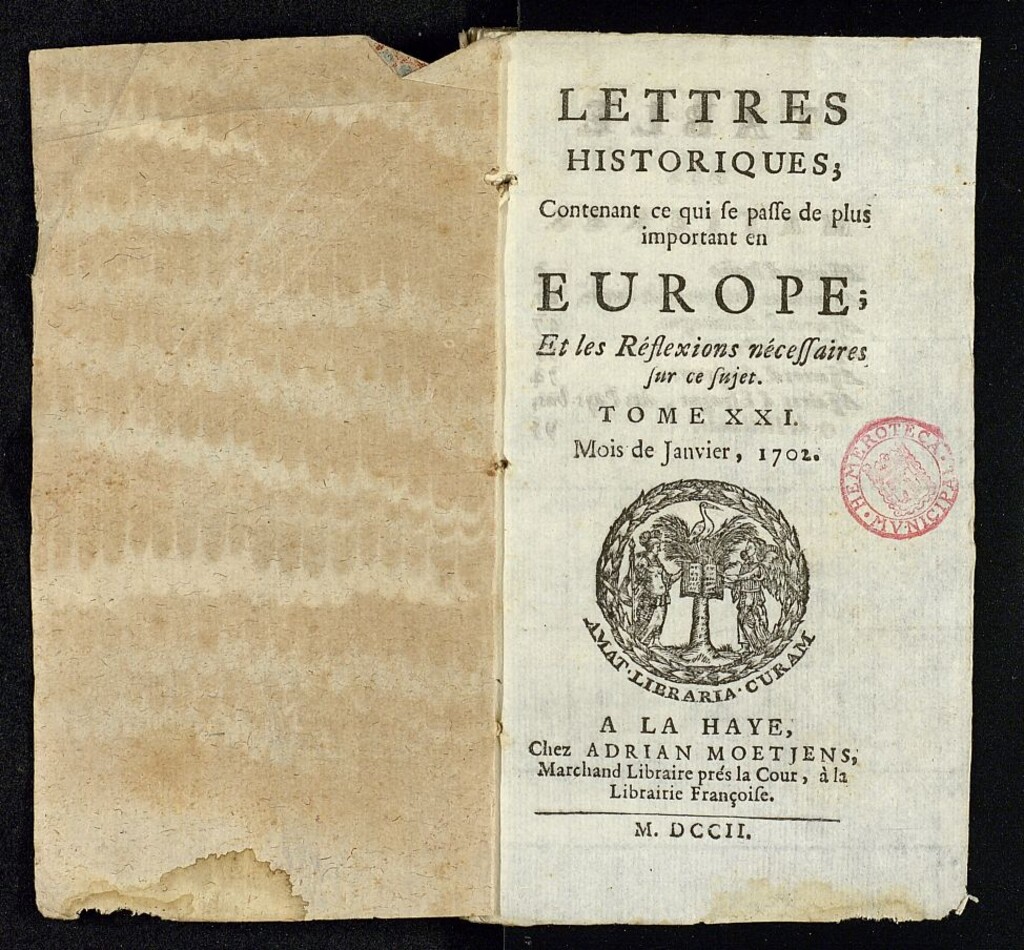 Miniatura de Lettres Historiques, de enero de 1702