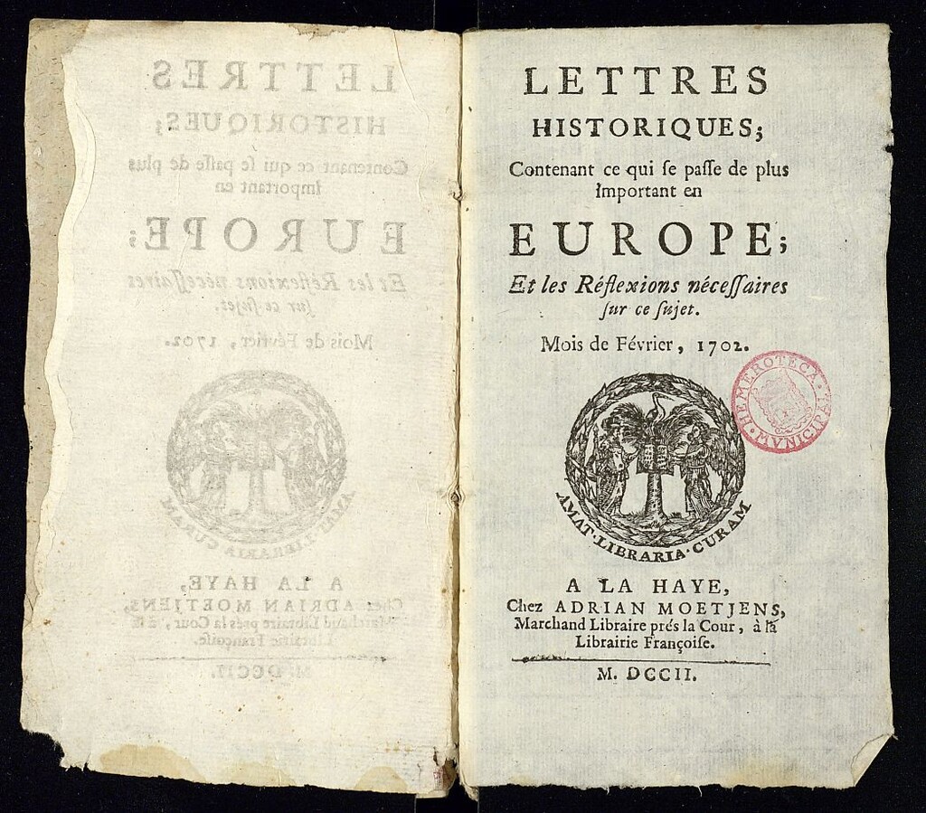 Miniatura de Lettres Historiques de febrero de 1702