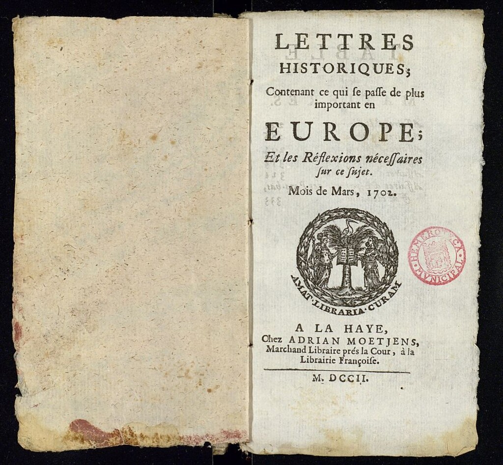 Miniatura de Lettres Historiques, de marzo de 1702