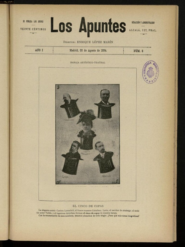 Miniatura de Los Apuntes: Revista Ilustrada del 30 de agosto de 1894, nº 8