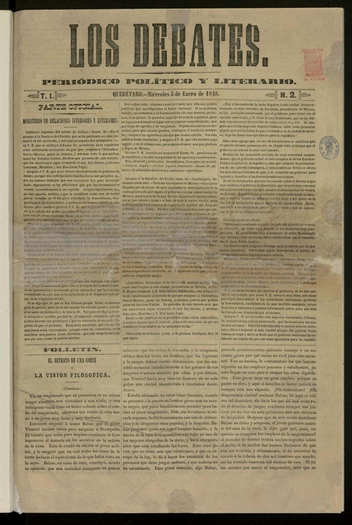 Miniatura de Los Debates : periódico político y literario del 5 de enero de 1848. Número 2