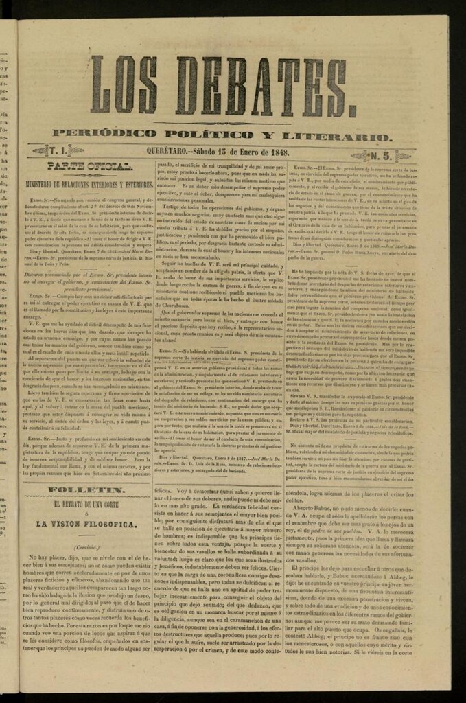 Miniatura de Los Debates : periódico político y literario del 15 de enero de 1848, nº 5