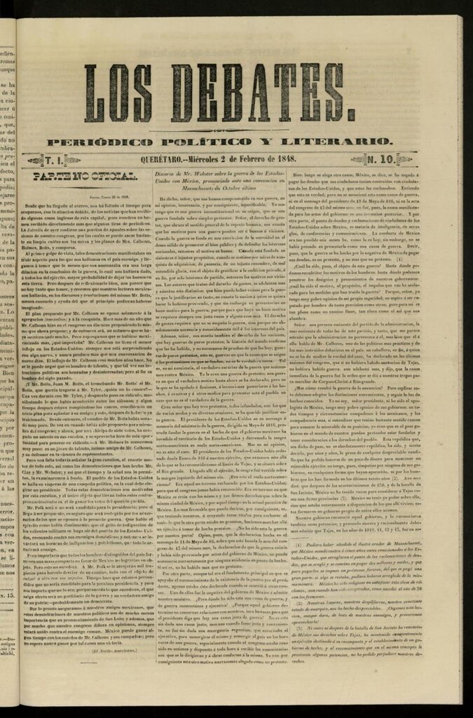 Miniatura de Los Debates : periódico político y literario del 2 de febrero de 1848. Número 10