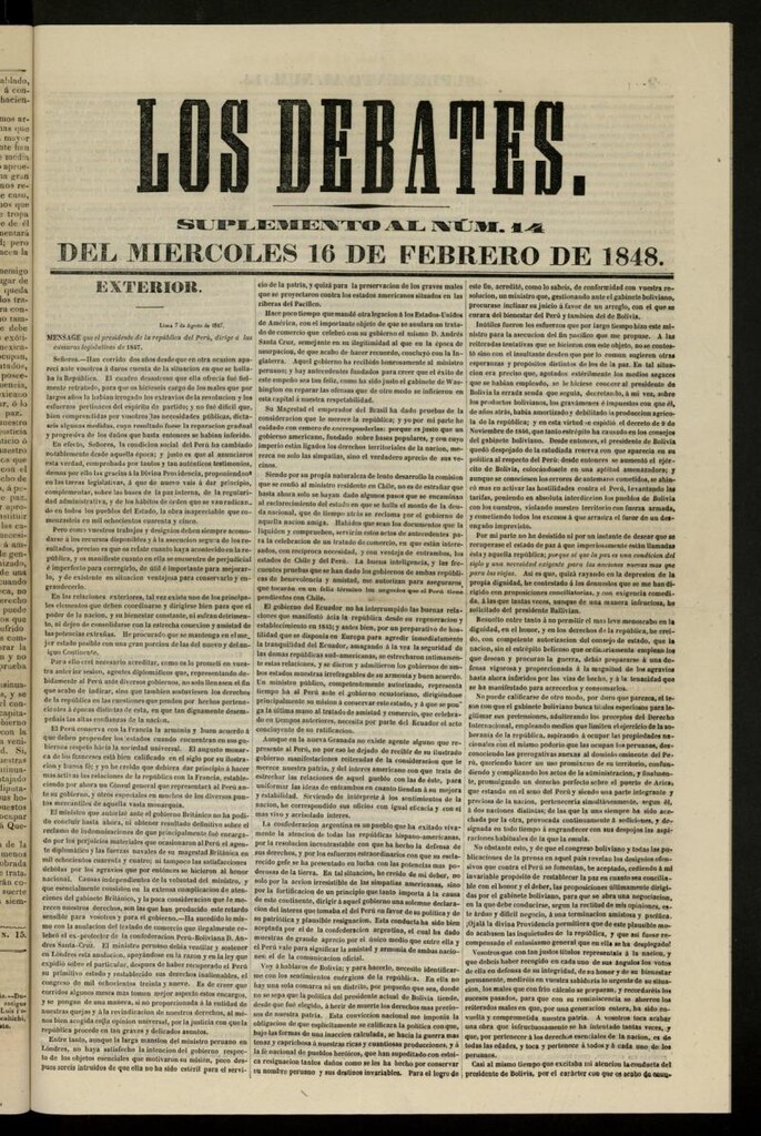 Miniatura de Los Debates : periódico político y literario de 16 de febrero de 1848, suplemento al nº 14