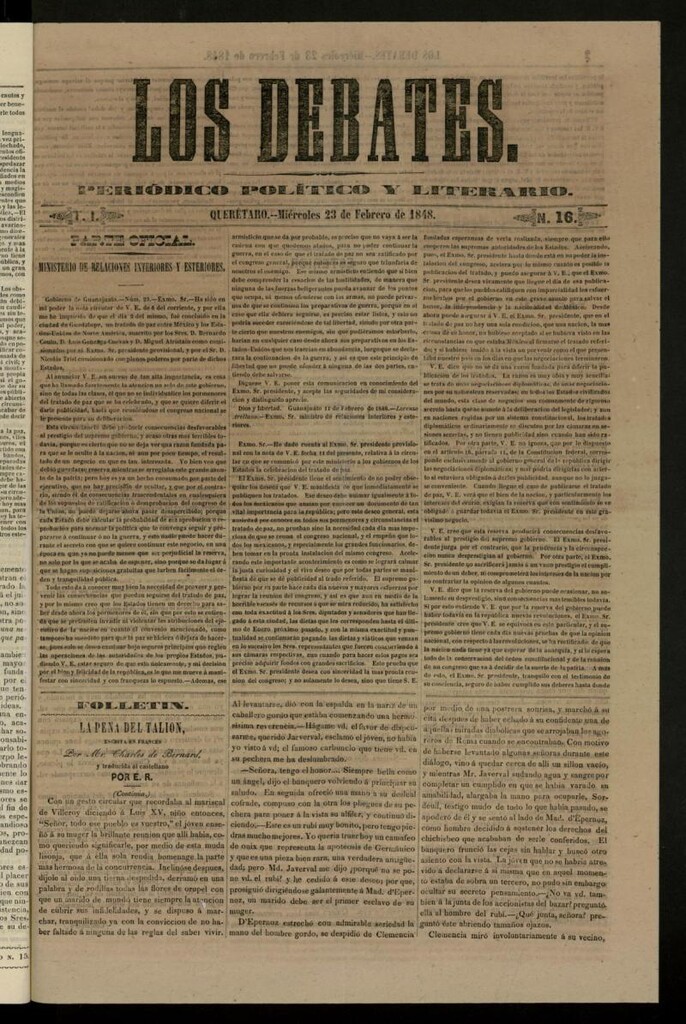 Miniatura de Los Debates : periódico político y literario de 23 de febrero de 1848, nº 16