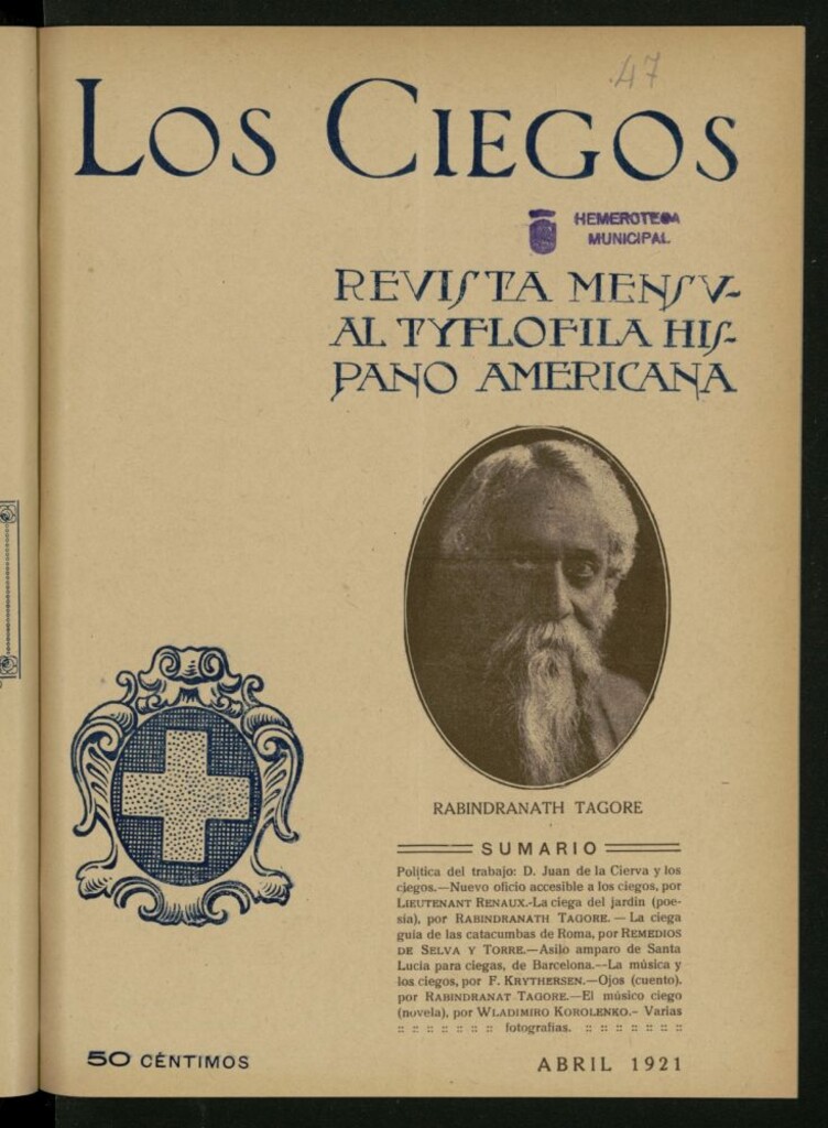 Miniatura de Los ciegos: revista mensual tyflofila hispano-americana de abril de 1921, nº 47