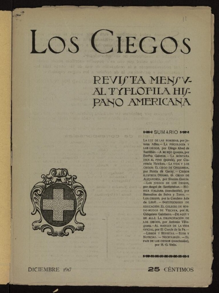 Miniatura de Los ciegos: revista mensual tyflofila hispano-americana de diciembre de 1917, nº 11