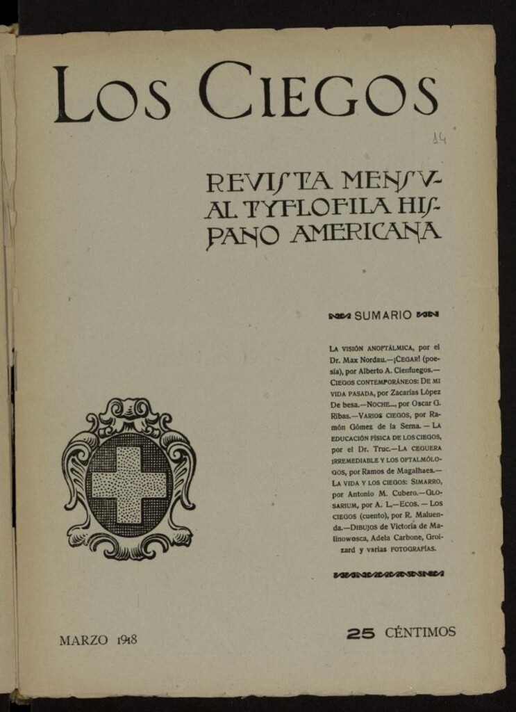 Miniatura de Los ciegos: revista mensual tyflofila hispano-americana de marzo de 1918, nº 14
