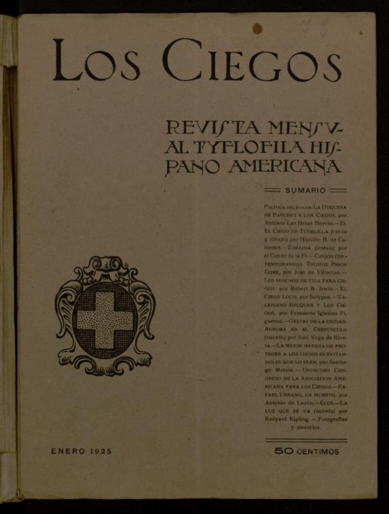 Miniatura de Los ciegos: revista mensual tyflofila hispano-americana de enero de 1925, nº 78