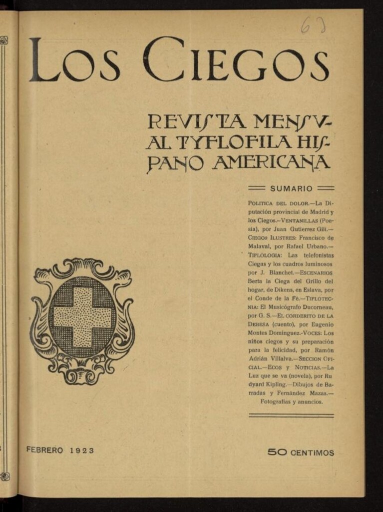 Miniatura de Los ciegos: revista mensual tyflofila hispano-americana de febrero de 1923, nº 63