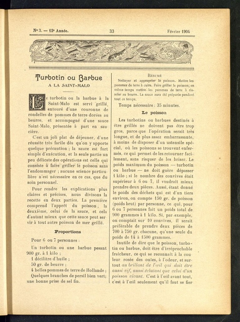 Miniatura de Le Pot-au-Feu : journal de cuisine pratique et d´économie domestique del 1 de febrero de 1904, nº 3